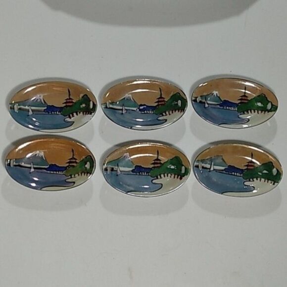 Vintage Handpainted Lusterware Celery Tray & Salts Made in Japan - Picture 10 of 12